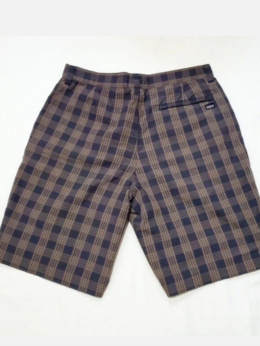 Patagonia Mens Organic Cotton Brown Plaid Shorts 36 Waist